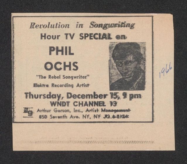 洋楽 E.P.R. The Group Of Unsigned Artists Phil Ochs ad - Digital Collections - Northwestern University